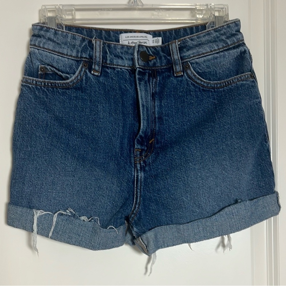 & Other Stories Denim Blue Shorts Roll Cuff Folded Hem Size 28 - Picture 7 of 7